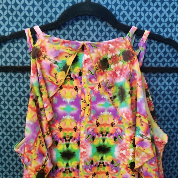 Adele & May - Women's super fun tie-dyed tank top with sheer overlay. Size- XL - Picture 5 of 6